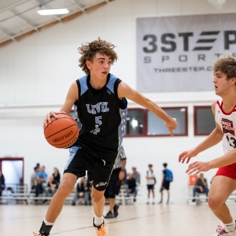 kid dribbling a basketball